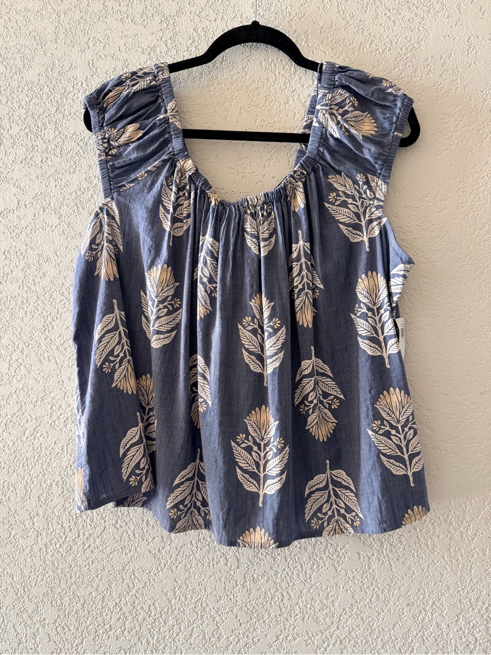 OLD NAVY Puff Sleeve Cutout Tie-Back Resort Swing Blouse Square Neckline Sz XL